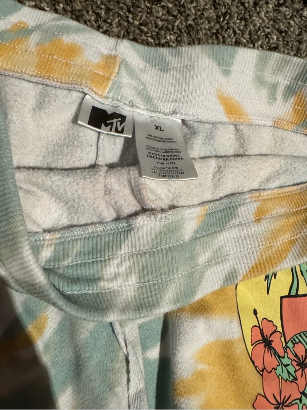 MTV Girls Tie-Dye Lounge Shorts in Yellow, Mint & Pink - Picture 2 of 3